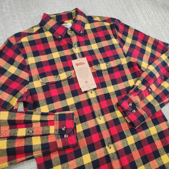 Fjallraven Skog Flannel Shirt Men S Heavyweight Cotton Slim Fit Plaid Outdoor - Picture 1 of 10